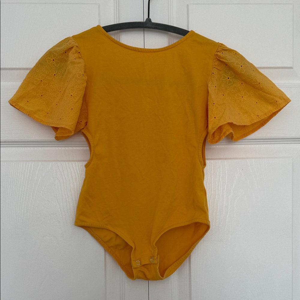 Zara Mustard Kids Bodysuit with Puff Sleeves
